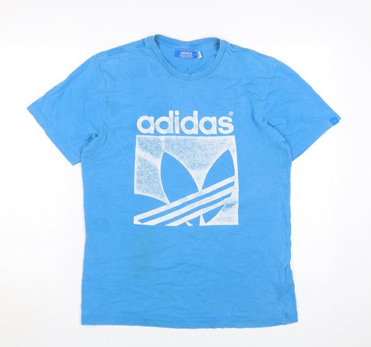 Mens UK Size M adidas Blue Cotton Blend T-Shirt