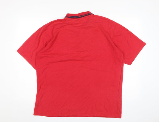 Umbro Men's Red Polo Shirt L - Classic Solid Short Sleeve