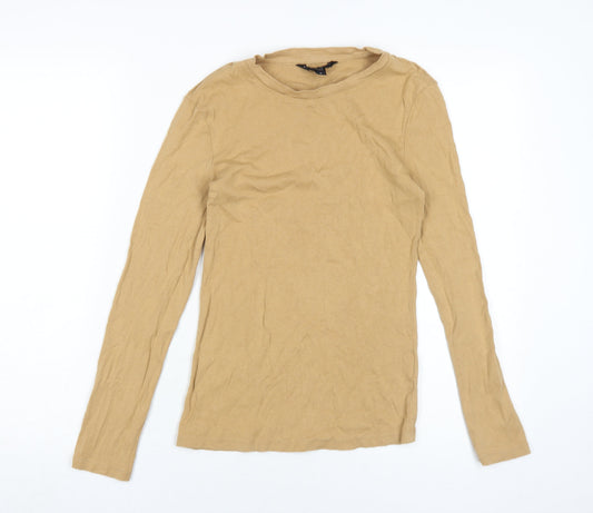 Womens UK Size S Brave Soul Beige 100% Cotton T-Shirt