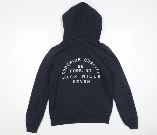 Jack Wills Women's Blue Hoodie Size 10 Pullover