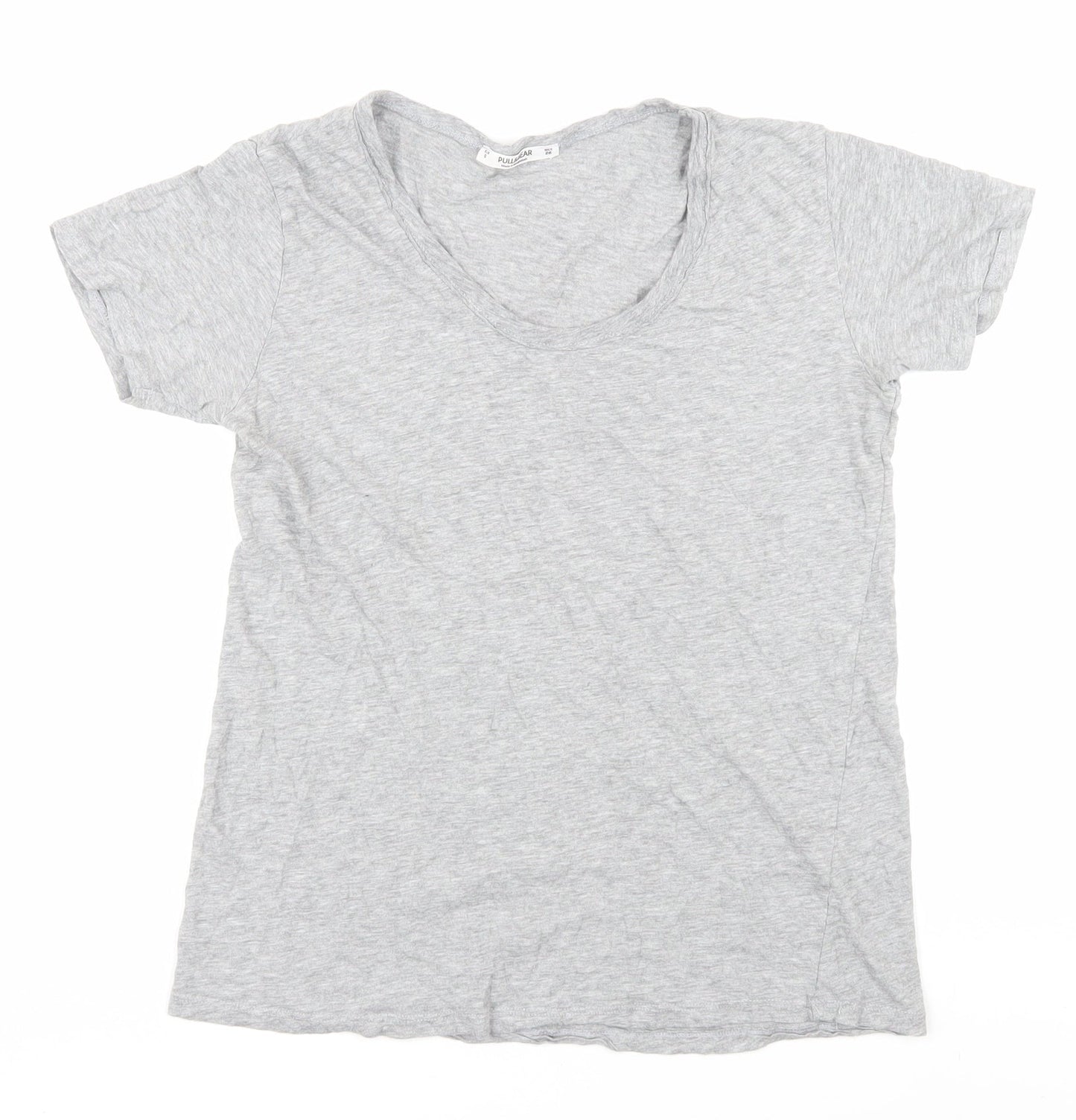 Pull & Bear Women's Grey Basic T-Shirt S