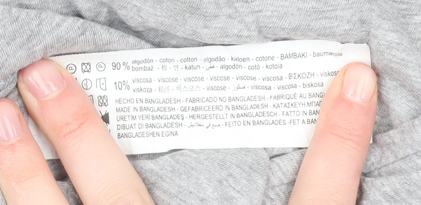 Pull & Bear Women's Grey Basic T-Shirt S