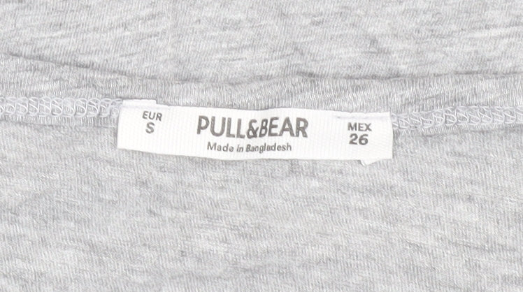 Pull & Bear Women's Grey Basic T-Shirt S