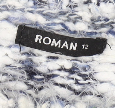 Brand and care label for Roman Women's Blue Crew Neck Jumper, size 12