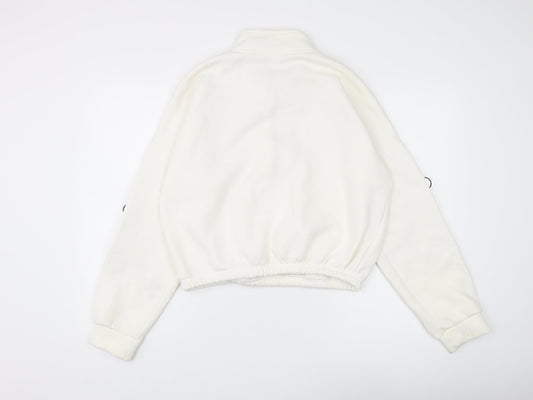 Select Women's White 1/2 Zip Sweatshirt, Size L
