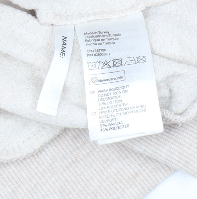 Brand and care label for H&M girls’ beige sequin shine bright sweatshirt 18 plus pullover