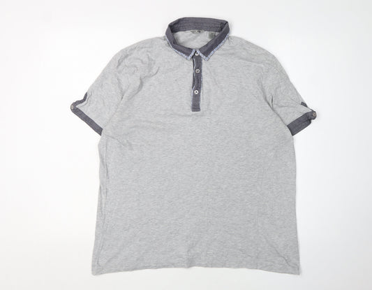 Ted Baker Men's Grey Polo Shirt Size L Button Accents