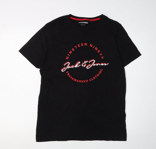 Jack & Jones Men's Black Graphic Print T-Shirt L