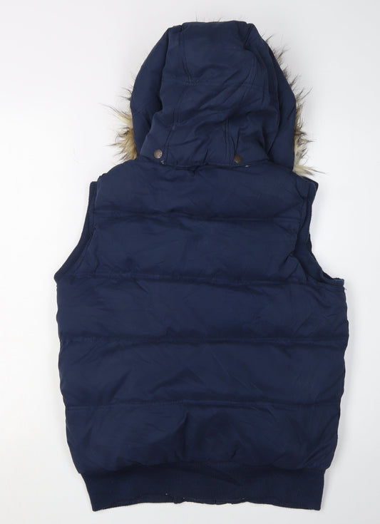 Fat Face Women's Blue Hooded Puffer Waistcoat Size 14