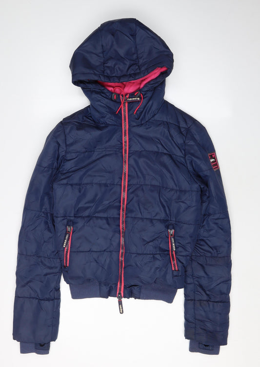 Womens UK Size XS Regular Superdry Blue Polyester Jacket