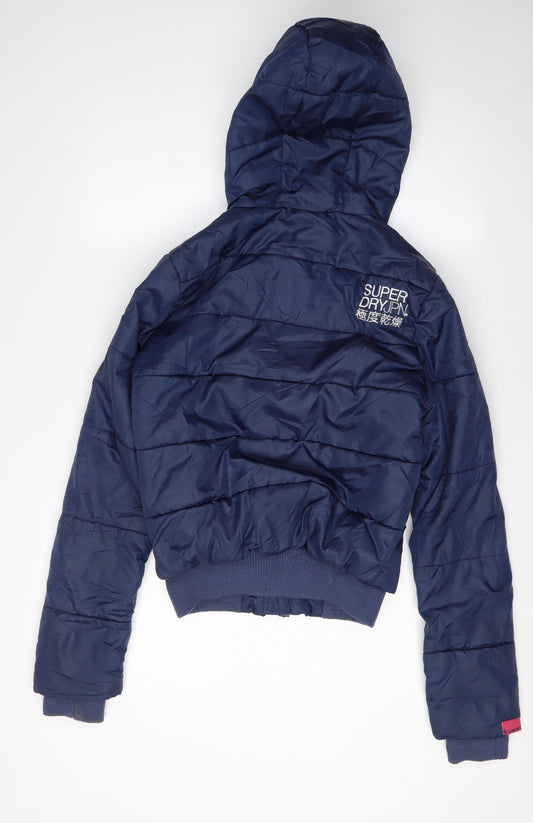 Superdry Women's Blue Hooded Puffer Jacket XS