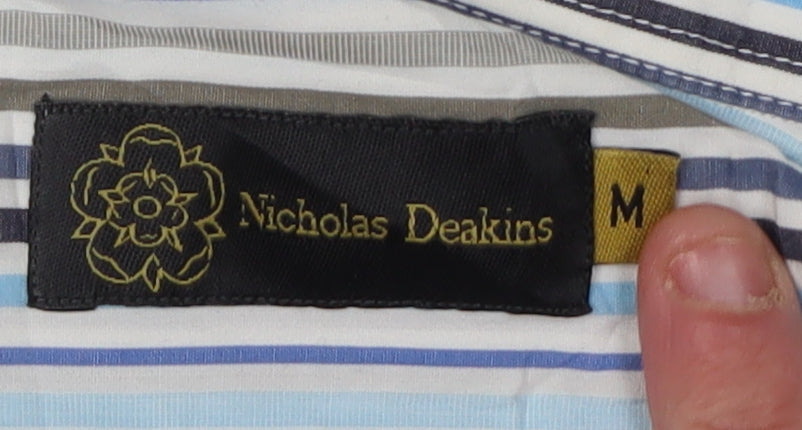 Nicholas Deakins Blue Striped Button-Up Medium