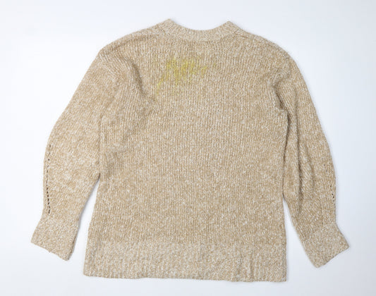 Hollister Women's Beige Crew Neck Pullover Jumper S