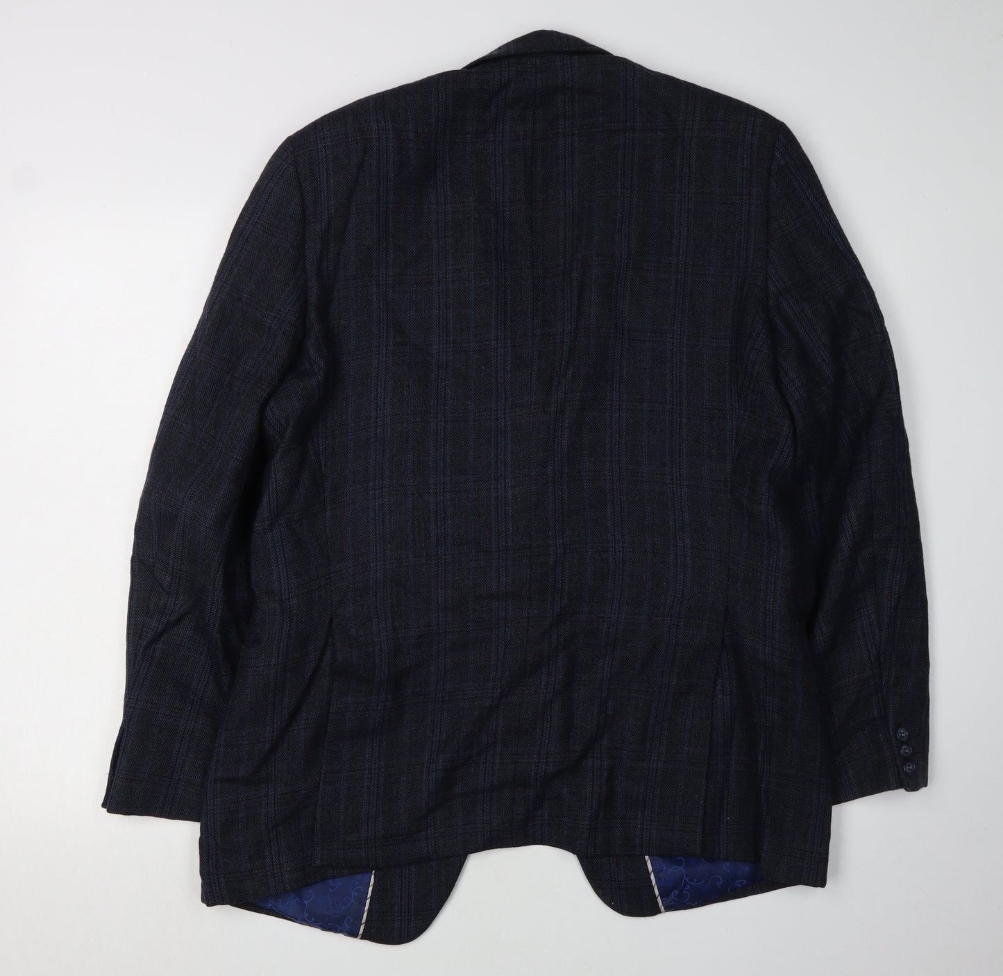 Fellini Men's Blue Plaid Blazer 40 Long