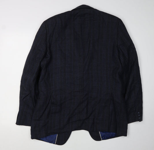 Fellini Men's Blue Plaid Blazer 40 Long