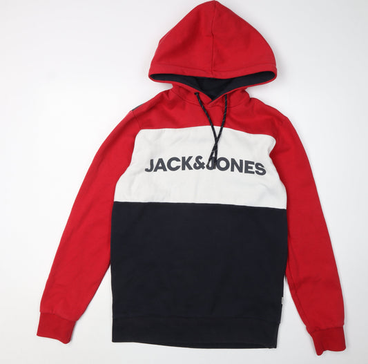 Jack & Jones Men's Red Hoodie M - Graphic Logo Pullover