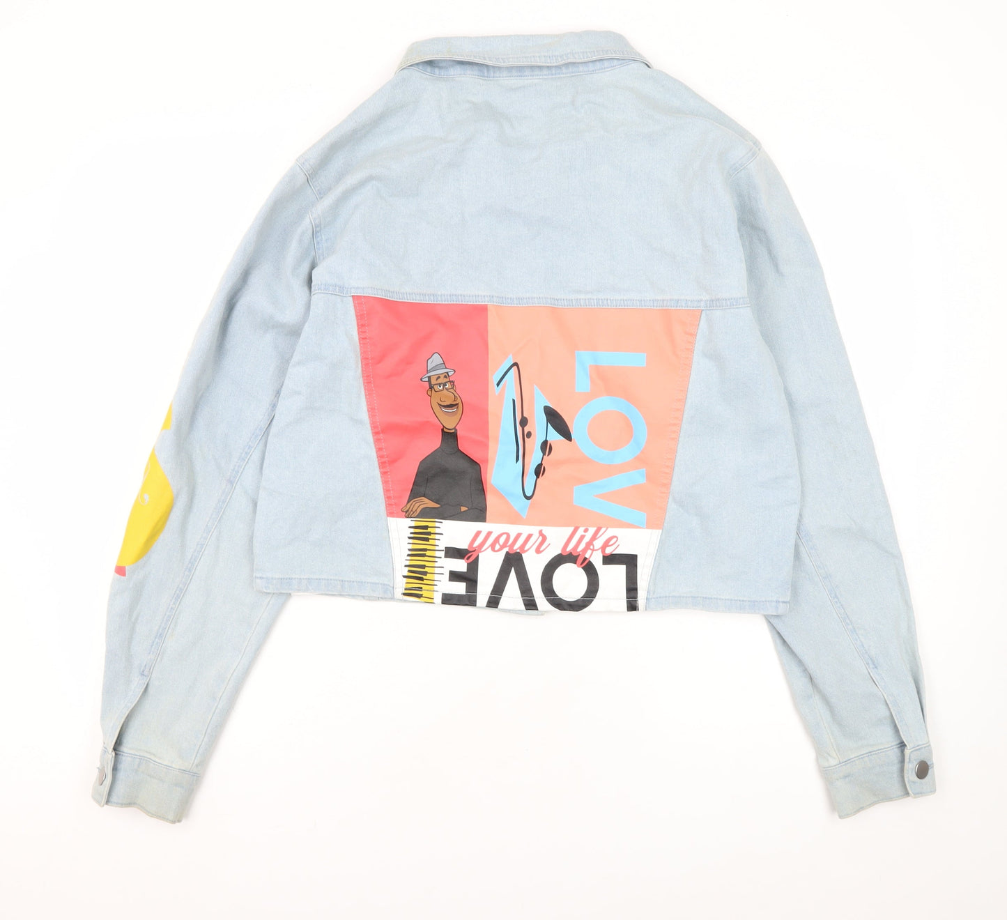 Disney Women's Blue Cartoon Embroidered XL Cropped Jacket