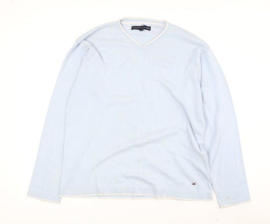 Tommy Hilfiger Men's Blue V-Neck Pullover Jumper Size L