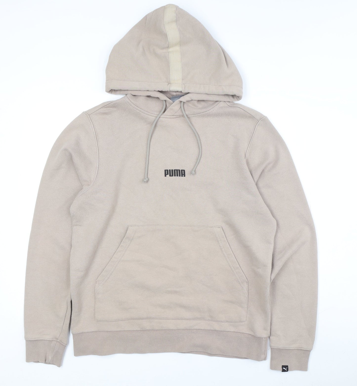 Puma Men's Beige Pullover Hoodie - S, Logo Accent