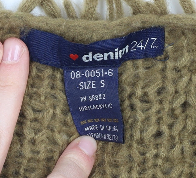 Close-up detail of Denim 24/7 Women's Brown Chunky Cardigan S
