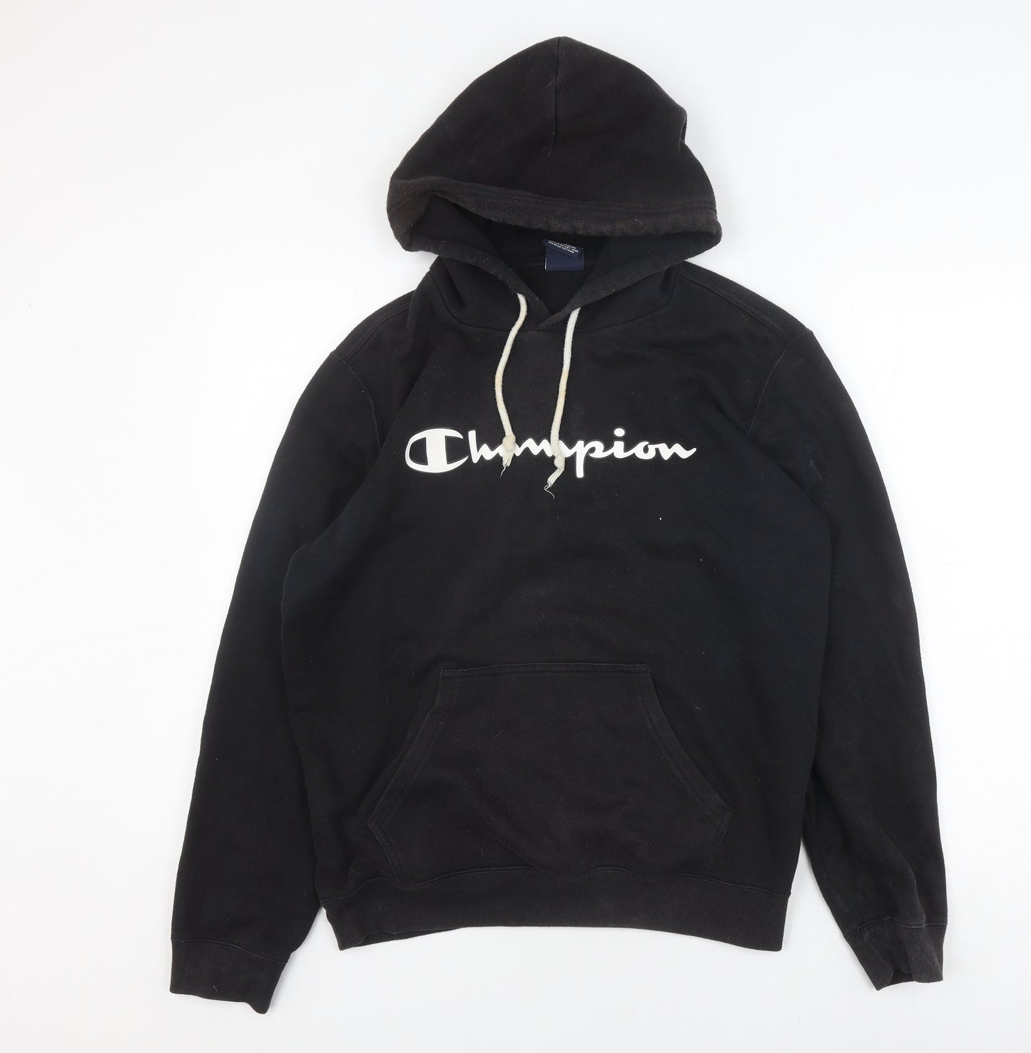 Champion Unisex Black Pullover Hoodie Medium Logo Detail