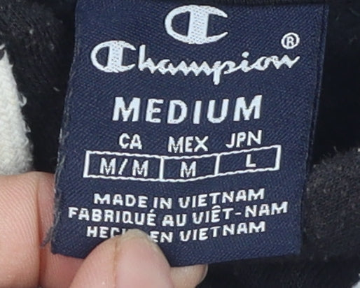Champion Unisex Black Pullover Hoodie Medium Logo Detail