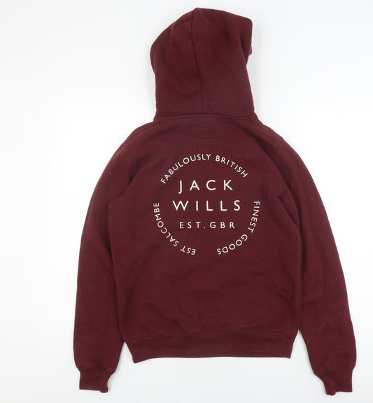 Jack Wills Women's Red Pullover Hoodie Size 10