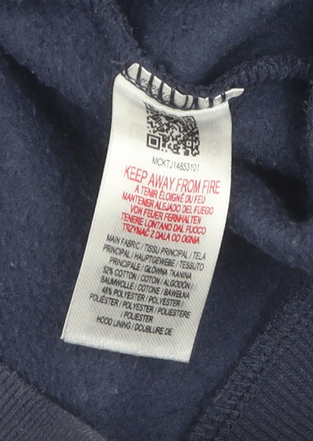 Brand and care label for McKenzie boys’ blue colourblock pullover hoodie 13-15 years