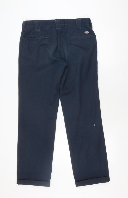 Dickies Men's Blue Straight Trousers 32 Polyester Cotton