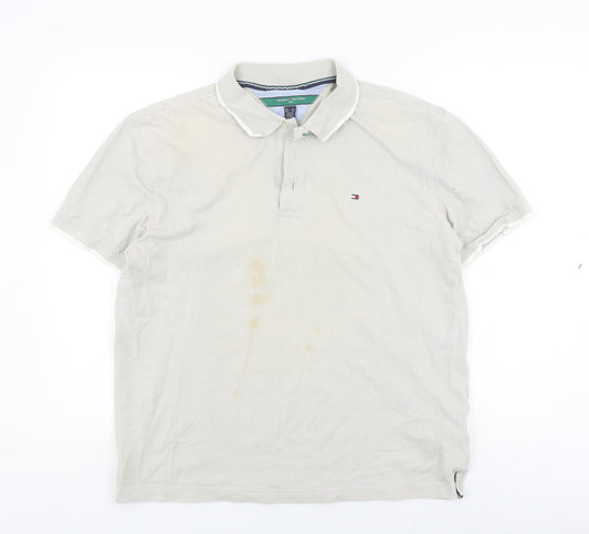 Tommy Hilfiger Men's Ivory XL Polo Shirt