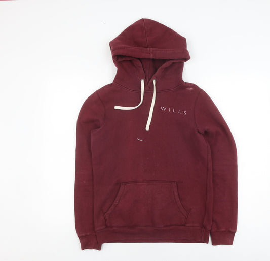 Jack Wills Women's Red Pullover Hoodie, Size 6, Logo Accent