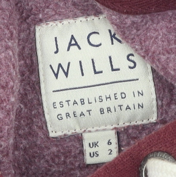 Jack Wills Women's Red Pullover Hoodie, Size 6, Logo Accent