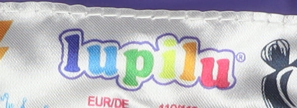 Brand and care label for Lupilu girls’ multicoloured striped rain coat, size 116