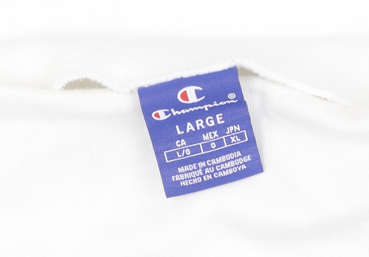 Champion Unisex White Sweatshirt L - Logo Pullover