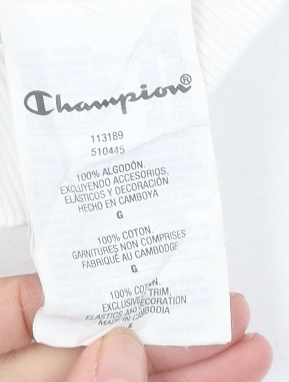 Champion Unisex White Sweatshirt L - Logo Pullover