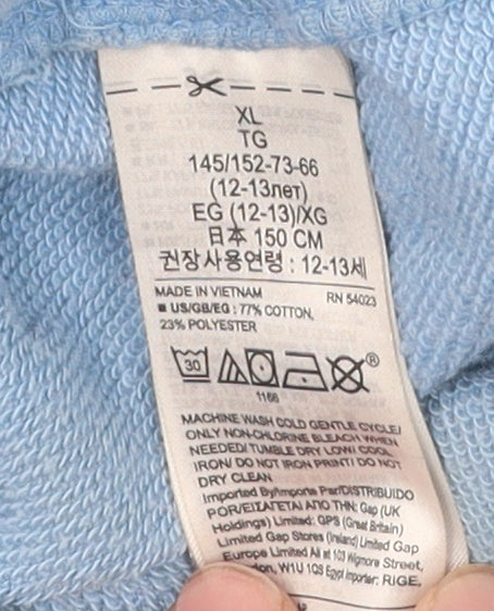 Brand and care label for Gap boys’ blue jogger trousers xl 12-13 years cotton blend