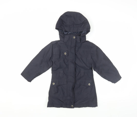 Peter Storm Girls Blue Parka Coat 3-4 Years