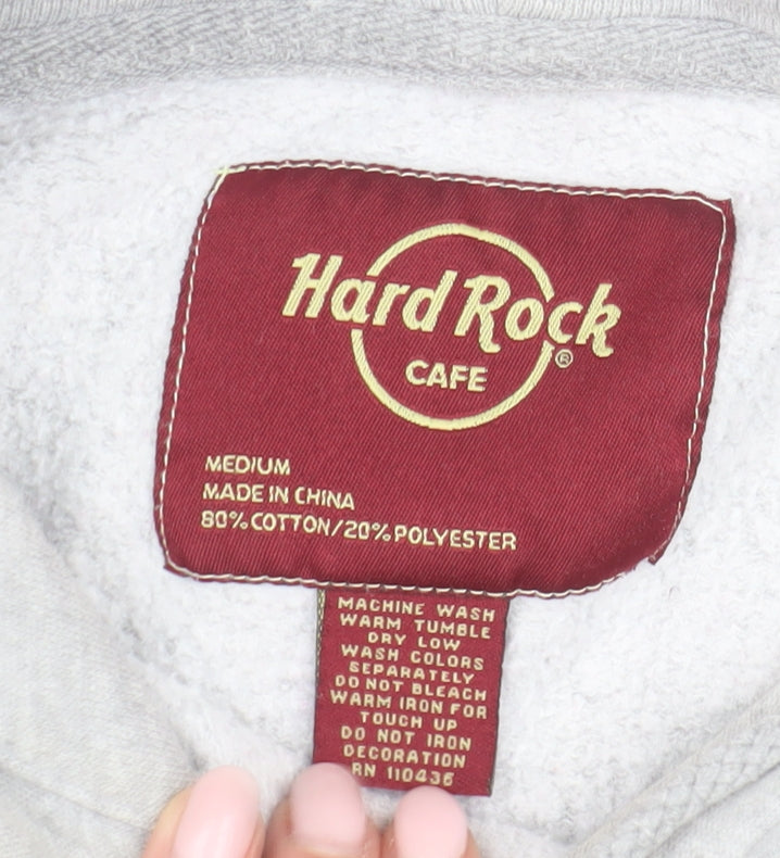 Hard Rock Cafe Grey Hoodie Unisex M Pullover Music Style