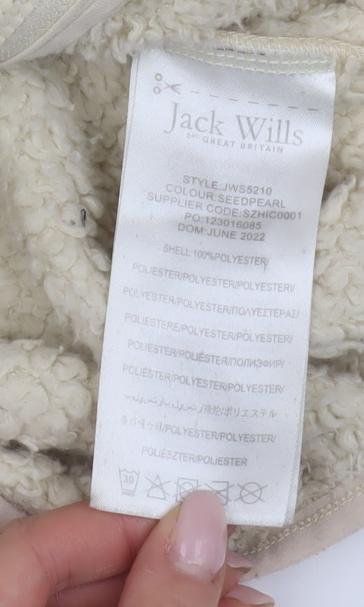 Brand and care label for Jack Wills girls’ beige hooded puffer jacket 12-13y