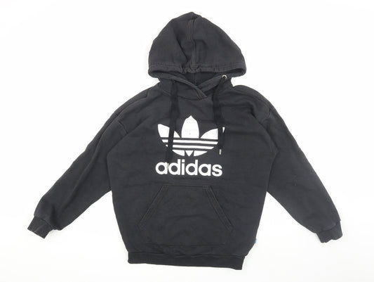Womens UK 12 Regular adidas Black Pullover Hoodie