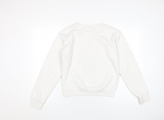 Wednesday Girls White Graphic Pullover Sweatshirt
