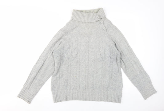 Peter Storm Womens Grey High Neck Wool Pullover, Size 12