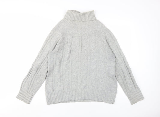 Peter Storm Womens Grey High Neck Wool Pullover, Size 12