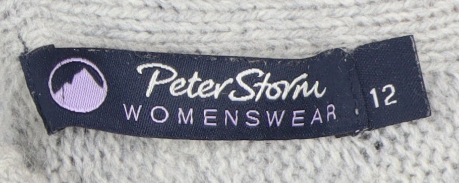 Peter Storm Womens Grey High Neck Wool Pullover, Size 12