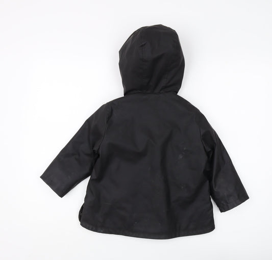 Zara Girls Black Hooded Parka Coat 3-4 Years