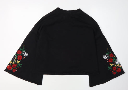 Disney Women’s Black Embroidered Pullover Sweatshirt, S