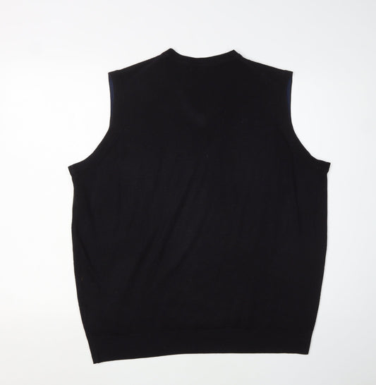 James Pringle Men's Black Vest, L - Acrylic V-Neck Jumper