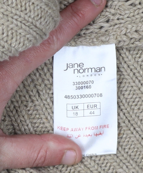 Jane Norman Women's Beige Jumper Dress Size 18 with Faux Fur