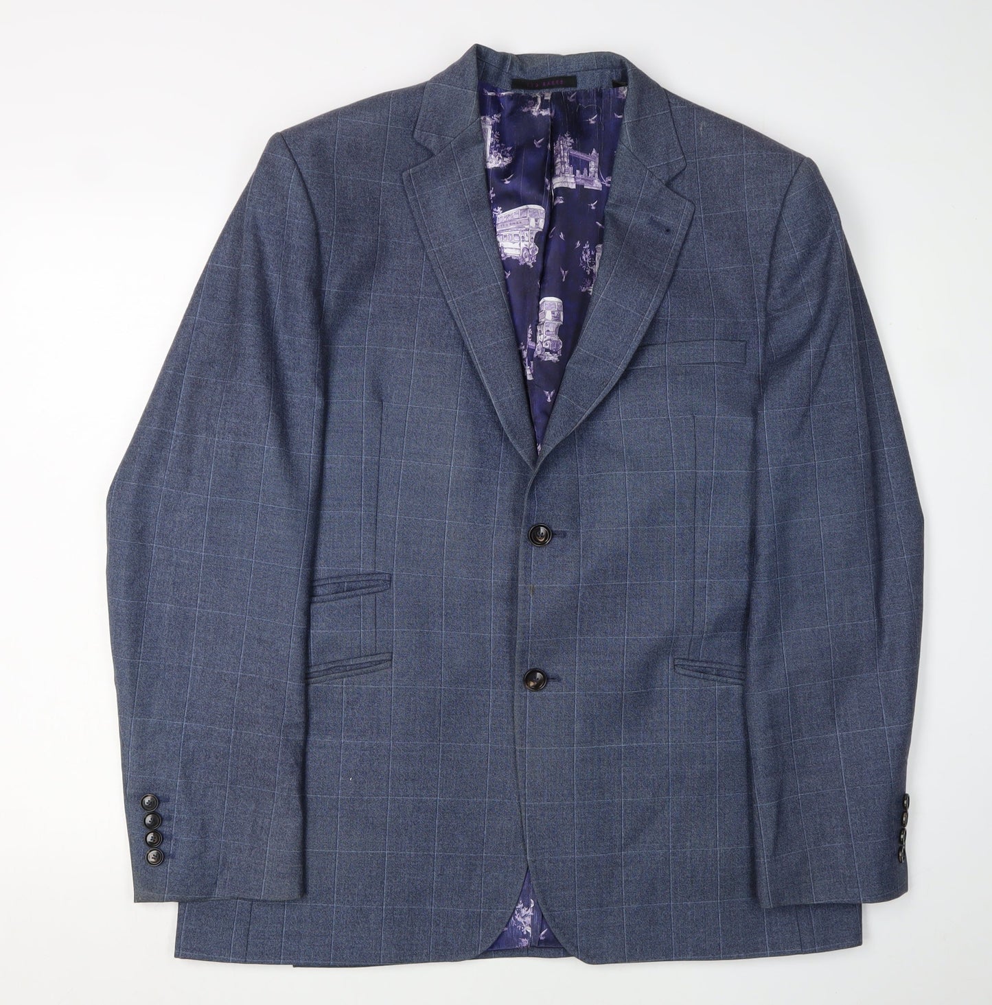 Ted Baker Men's Blue Check Blazer 42 Regular Fit