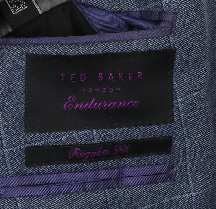 Ted Baker Men's Blue Check Blazer 42 Regular Fit